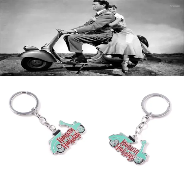 Schlüsselanhänger Römischer Feiertag Schlüsselanhänger Audrey Hepburn Prinzessin Ann Joe Bradley VESPA Motorrad Schlüsselanhänger für Frauen Männer Souvenir Schmuck Geschenke