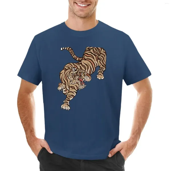 Polos masculinos tigre em estilo asiático camiseta vintage estética roupas masculinas camisetas gráficas grandes e altas