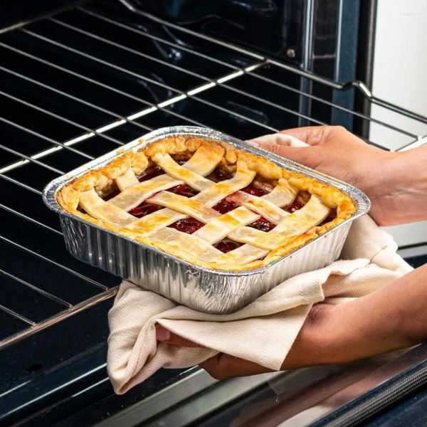 Louça descartável 10/30 Pcs Panelas de folha de alumínio Bandeja de forro de caixa de cozimento quadrada empilhável para preparar cozinha de buffet