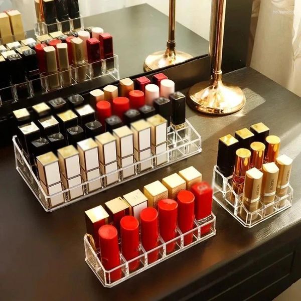 Aufbewahrungsboxen 40 Gitter Acryl Lippenstift Box Make-up Organizer Nagellack Display Halter Kosmetik