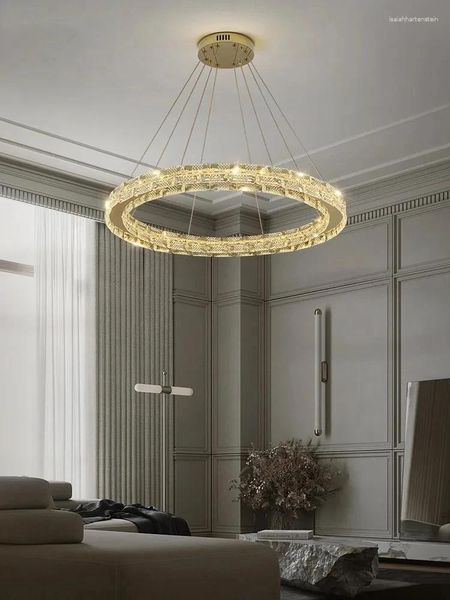 Lâmpadas pendentes moderna high-end luz estilo de luxo personalidade criativa lustre de cristal sala de estar quarto circular decorativo