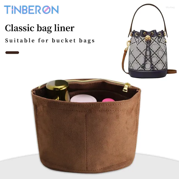 Sacos cosméticos TINBERON Velvet Bag Organizador Balde Make Up Liner Travel Inserir Bolsas Suporte de Armazenamento Shaper