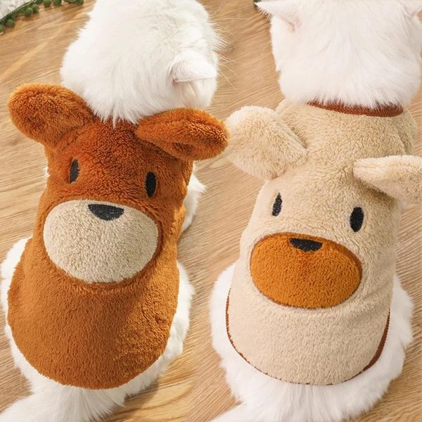Vestuário para cães Pet Plush Teddy Bear Ear Jacket para calor bonito Schnauzer filhote de cachorro roupas cães casaco pequeno