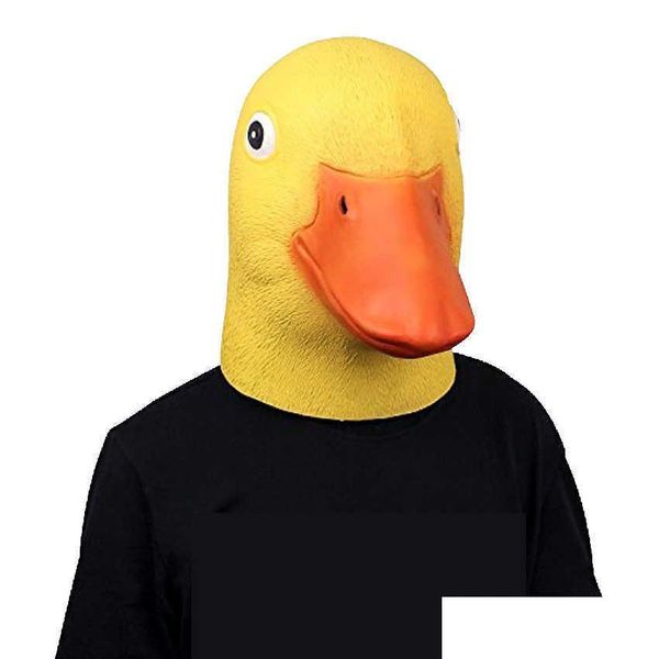 Máscaras de festa Takerlama bonito animal máscara novidade látex borracha py engraçado amarelo pato heaear halloween cosplay traje x0803 gota entregar dhmfn