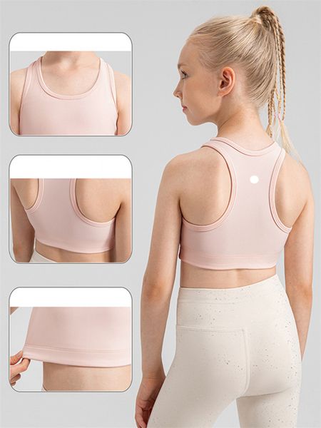 ll crianças yoga sutiã esportivo manga curta para meninas regata reathable sem costura de secagem rápida das crianças fintness esportes verão t camisa ll33106