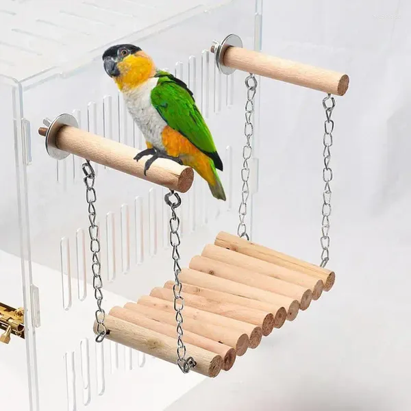 Outros suprimentos de pássaros Parrot Perch Swing Natural Wood Perches para Conures Balanços Pequenos Pássaros Play Stand Brinquedos Gaiola Acessórios