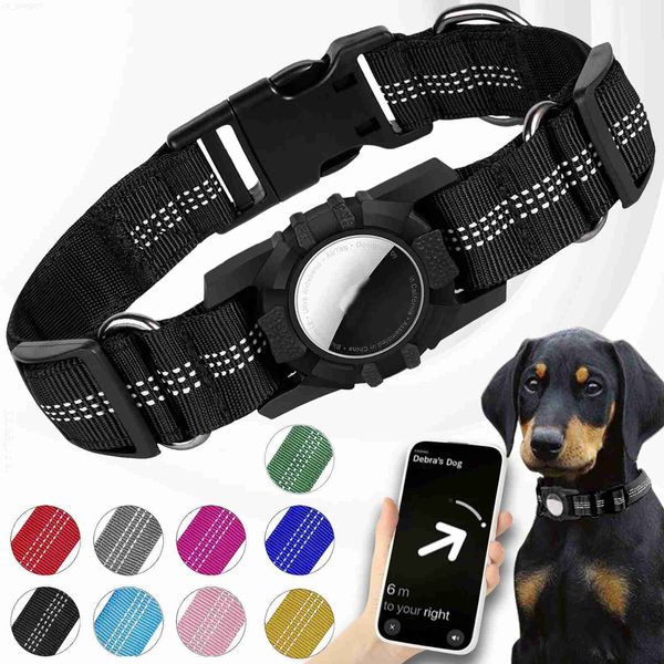 Hundehalsbänder, Leinen, AirTag-Hundehalsband, reflektierendes Air-Tag-Hundehalsband für Apple, integriertes Air-Tag-Zubehör, Haustierhalsband für kleine, mittelgroße und große Hunde