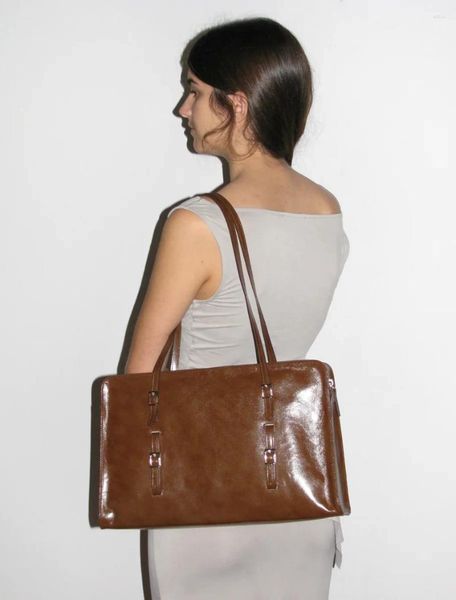Вечерние сумки Испанская ниша, шерстяная сумка Paloma, 2024, верхний слой, масляный воск, коровья кожа, большая вместимость, прямоугольная сумка на плечо