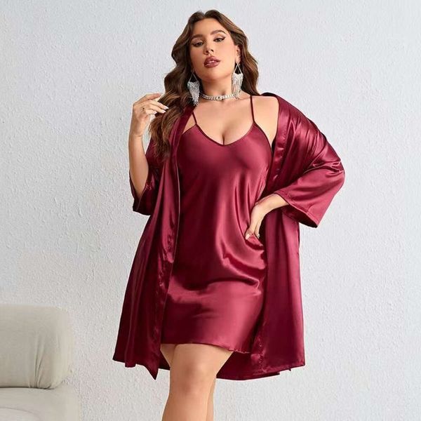 Damen-Nachtwäsche, sexy Kleid von Pron, Satin-Babydoll, Damen-Pyjama aus Seide, Pron-Nachtwäsche, Chemise, V-Ausschnitt, Rüschen-Nachthemden, Dessous, Schlaf-Minikleid, Robe Filbert 568