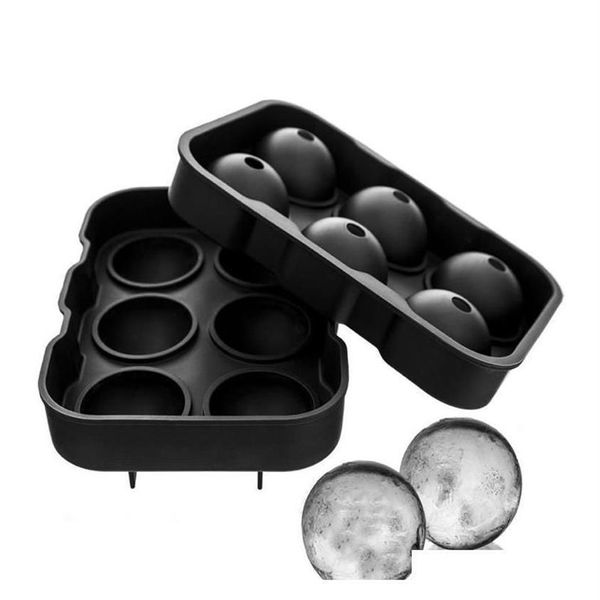 Grande creatore di cubetti di ghiaccio Stampo per ghiaccio in silicone 6 celle Grande sfera di ghiaccio Sfera di ghiaccio Vassoio Whisky Vino Cocktail Party Bar Accessori Bicchieri Y1235l