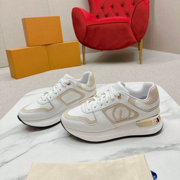 designer Neo Run Away Sneaker White Beige leather womens mens Casual Shoes wedge-shaped outsole running shoes gold-tone spoiler Sneakers trainer training shoes