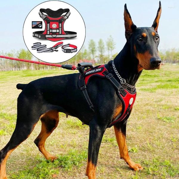 Coleiras para cães doberman, conjunto de coleiras para caminhada, colete para animais de estimação, para cães médios e grandes, pastor alemão, suprimentos de corrente