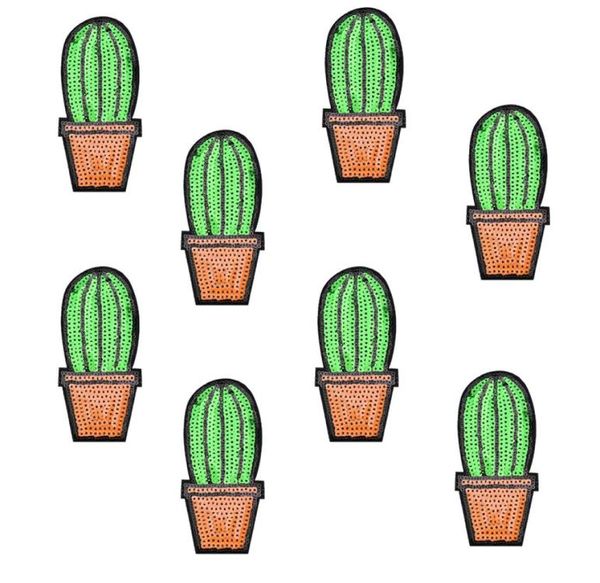 10 pezzi Badge toppe Cactus per ferro da stiro Patch con paillettes applique in ferro da cucire toppe accessori per cucire per vestiti fai da te5407988