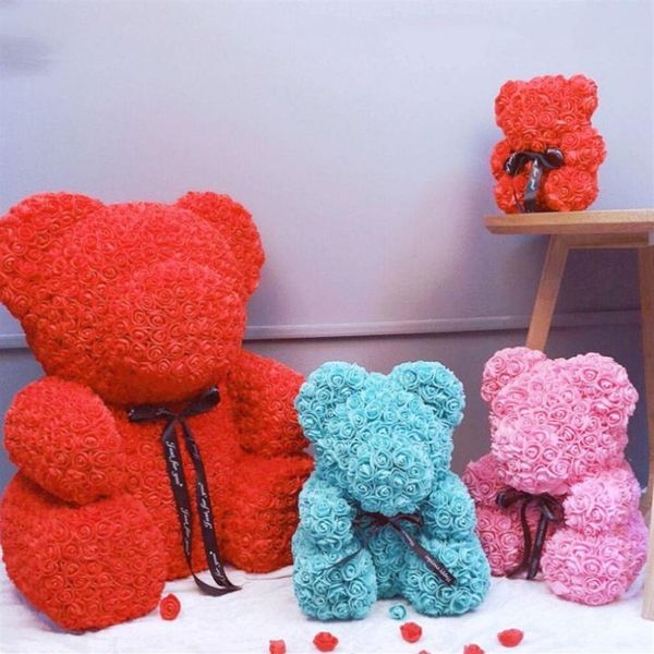 Schnelle Lieferung PE Kunststoff Künstliche Blumen Rose Bär Schaum Rose Blume Teddybär Valentinstag Geschenk Geburtstagsfeier Frühling Decora263e