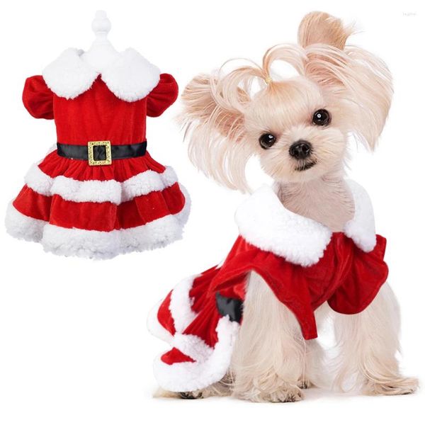 Abbigliamento per cani Abiti natalizi per cani di piccola taglia Cuccioli Inverno Morbido Anno caldo Costumi Cosplay Pet Xmas Fancy Princess Dress Abbigliamento per gatti