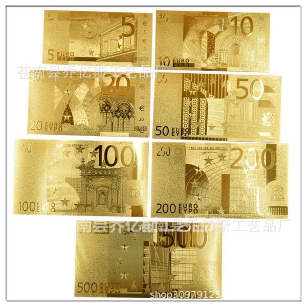 Diğer oyuncaklar 7 8pcs Hatıra Notları 24K Altın Kaplama Dolar Euro Sahte Para Hediyeleri Koleksiyon Antik Banknot USD Para Birimi Oyuncak 221111O6SF3UEV4Sci