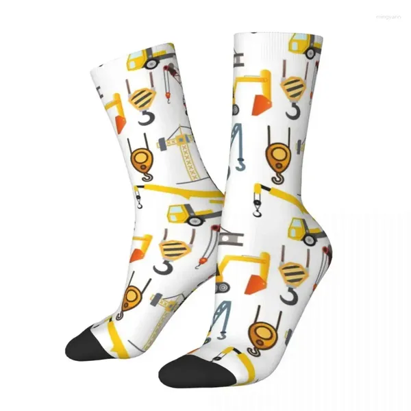 Herrensocken, lässig, schwere Erdbewegungsmaschine, Baumaschinen, Basketball, Bagger, Lastwagen, Cartoon-Polyester-Mittelrohr für Unisex