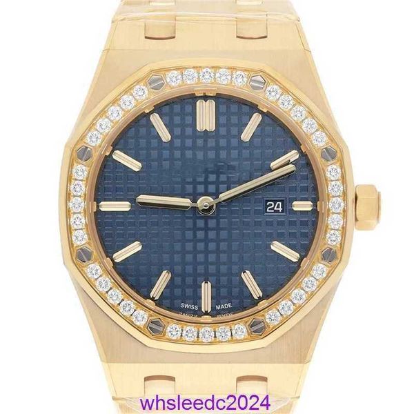 Audemar Pigue mechanische Uhren Royal Oak 33 mm blaues Zifferblatt Gelbgold Diamant Herren-Luxus-Quarzuhr 67651BA.ZZ.1261BA.02 HB K5ND
