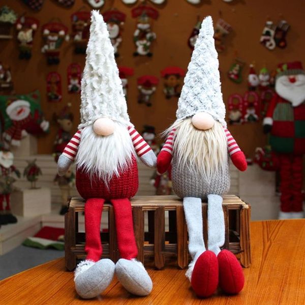 Giocattolo fatto a mano con ornamenti per bambole in peluche con gnomo di Babbo Natale svedese a gamba lunga natalizia E65B3009