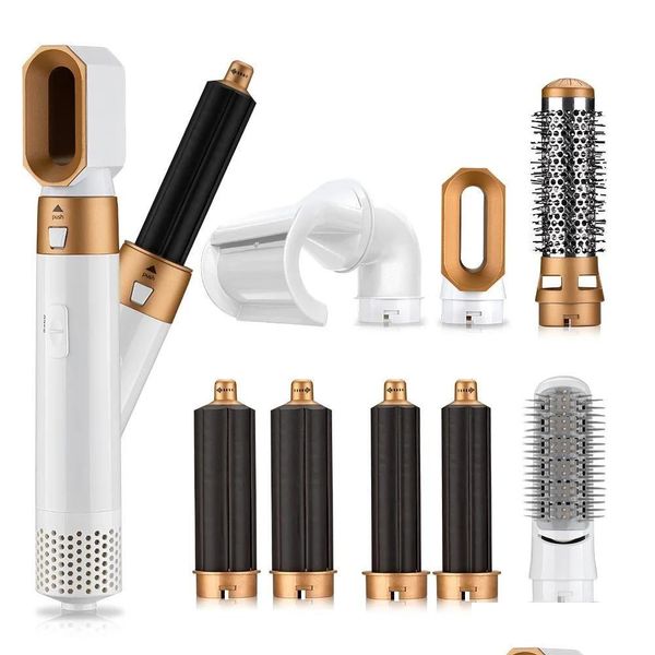 Haartrockner 8 in 1 Trockner Air Wap Pinsel One Step Volumizer Glätten Curling Kamm Drop Lieferung Produkte Pflege Styling Werkzeuge OTY6M