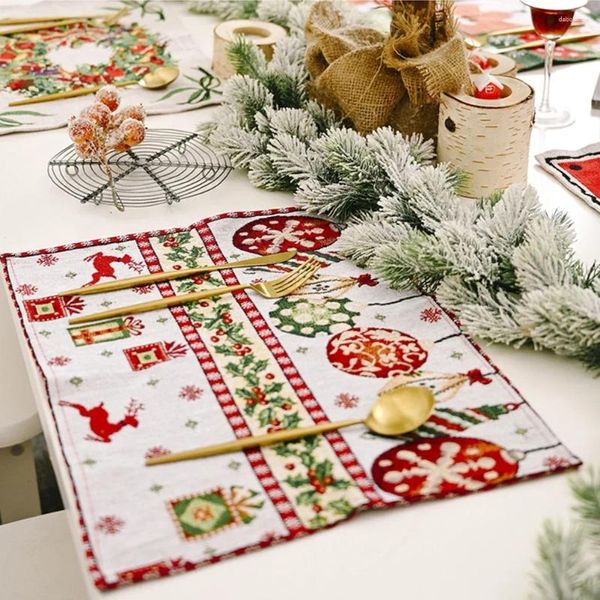 Guardanapo de mesa feliz santa pano guardanapos toalha de mesa decoração de natal retro tecido restaurante suprimentos tapetes natal