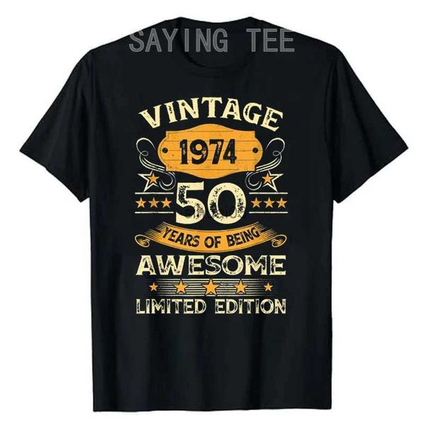 Erkek Tişörtleri 50 Yaşındaki Hediyeler Vintage 1974 50. Doğum Günü Hediyesi Müthiş T-Shirt 1974 Tee Tops Mama Daddy Koca Karısı Hediyeleri