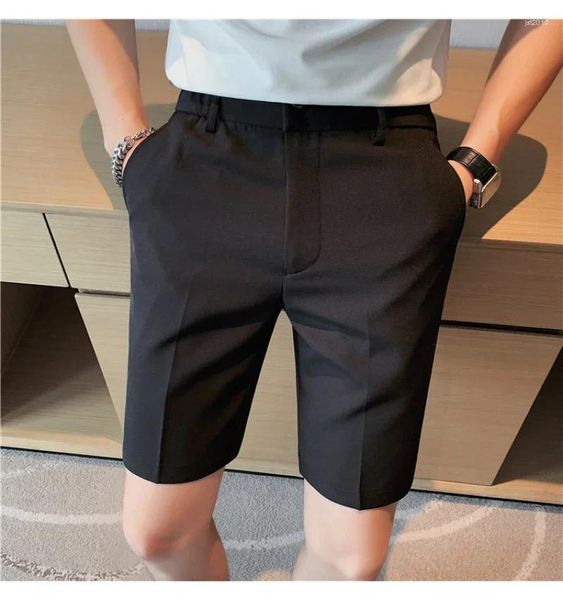 Pantaloncini da uomo Estate Lunghezza al ginocchio Solid Business For Men Abbigliamento Elastico in vita Slim Fit Casual Short Homme Abbigliamento formale 36