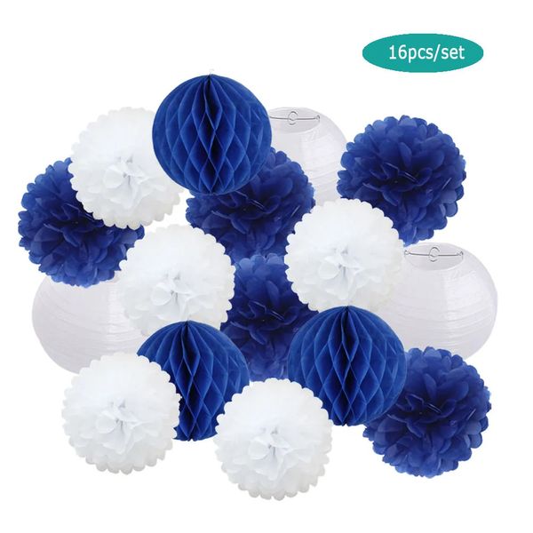 Bambini Ragazzo Comunione Bomboniera Rotonda Lanterna di carta Bianca Battesimo bambino Fai da te Tessuto blu navy Pompon Matrimonio San Valentino Decor 240127