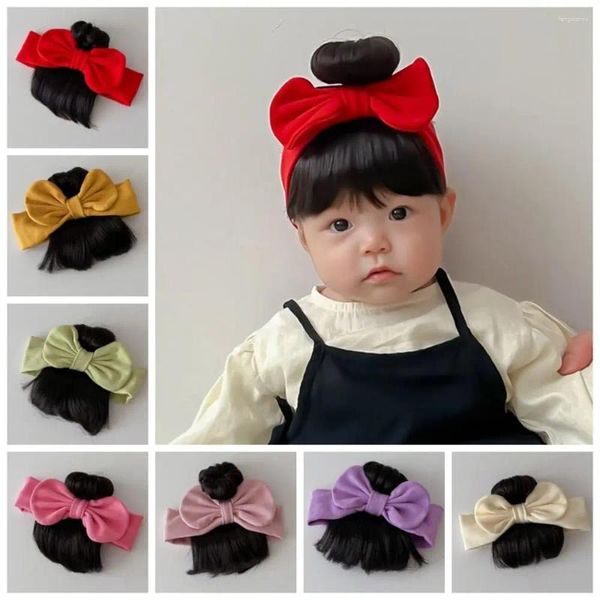 Accessori per capelli Fasce per bambini Bowknot Parrucca Parrucchino per neonato in cotone carino Realistico traspirante Fascia per capelli Puntelli per foto