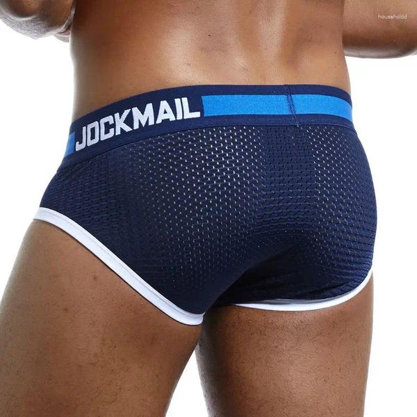 Cuecas jockmail projetado marca homens roupa interior briefs deslizamento malha shorts cueca gay sexy masculino calcinha respirável algodão