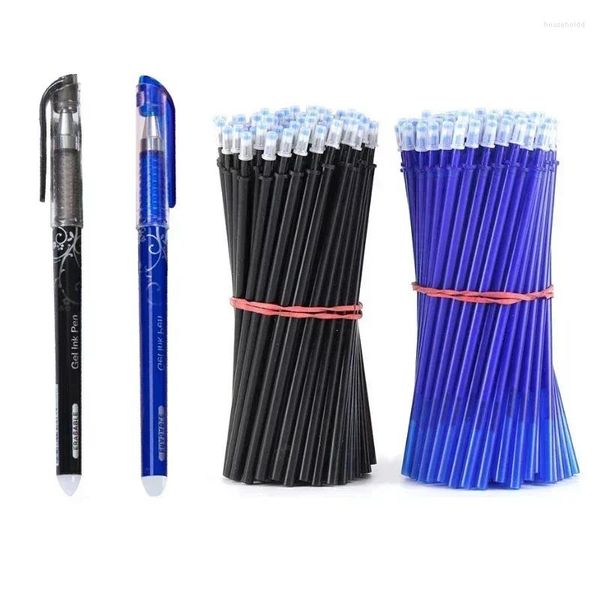 Penna cancellabile Penne gel Set di ricarica inchiostro blu/nero da 0,5 mm per materiale scolastico Cancelleria per esami di scrittura per studenti