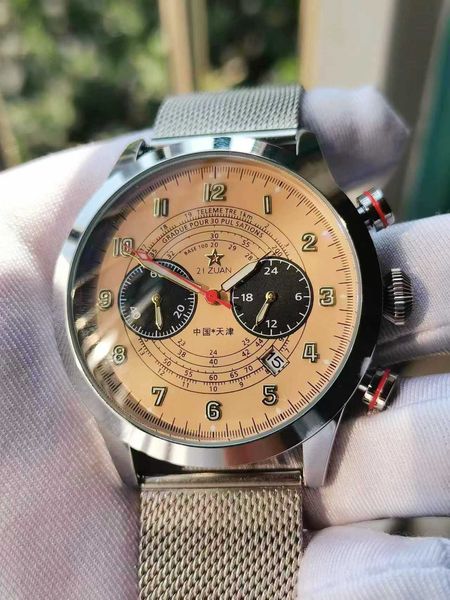Outros relógios 1963 Relógio Piloto Multi funcional Calendário Night Light Iron Captain Retro 1901 Time Code Watch Sports Mens Wistwatch J240131