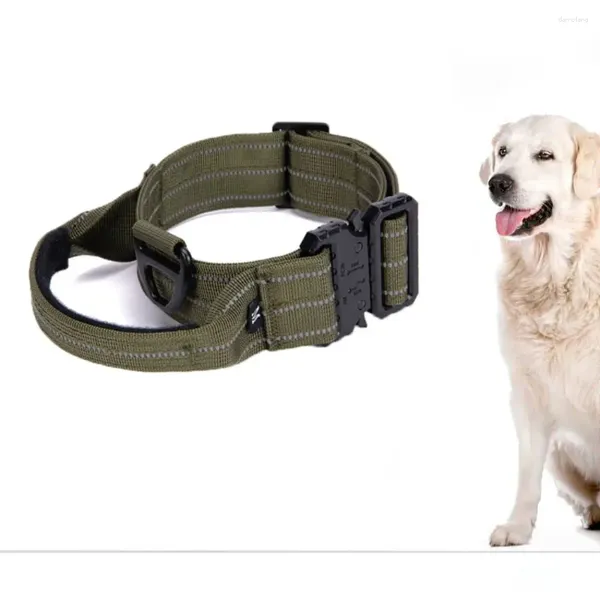 Hundehalsbänder Militär Nylon Taktisches Halsband Reflektierendes Material Verstellbare Haustierleine mit Legierungsschnalle Geschirre Schwer