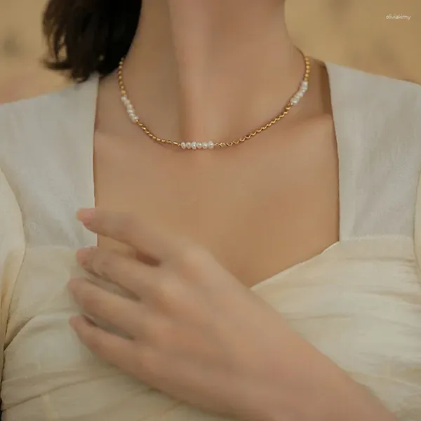 Anhänger Halsketten 2024 Natürliche Süßwasser Perle Halskette frauen Luxus Elegante Schlüsselbein Kette Hohe Temperament Gefühl Sommer Schmuck