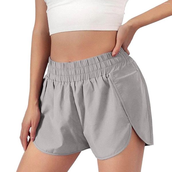 Shorts femininos roupas para mulheres moda cor sólida elástico na cintura bolsos design correndo esportes curto elegante calcinha de algodão hipster