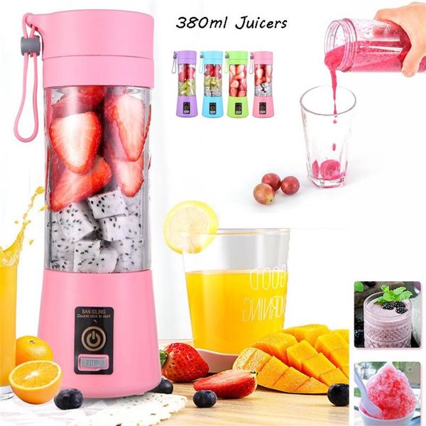 Novo 380ml portátil liquidificador suco copo usb espremedor de frutas elétrico handheld smoothie maker liquidificador recarregável mini esportes b3091