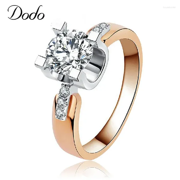 Cluster-Ringe Dodo Vintage Bijoux 585 Roségold / weiße Farbe AAA-Kristall für Frauen antike Hochzeit Verlobungsschmuck Fingerring Geschenk