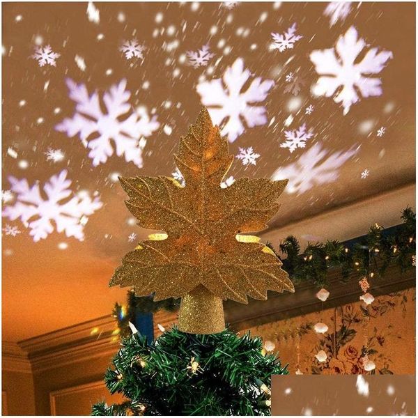 Decorações de Natal LED Decoração Árvore Topper Projetor Xmas Luzes Estreladas Ornamentos Fada Céu Estrela Floco de Neve Projeção Laser La Dhvur