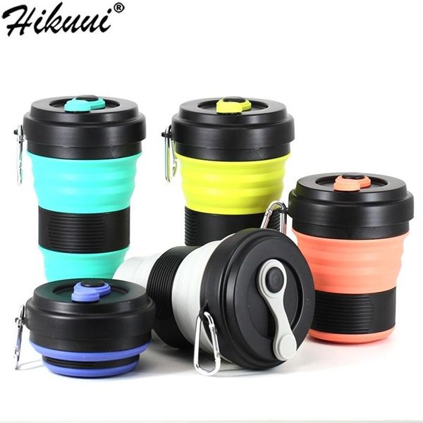 Caneca de silicone de viagem 550ml copos de café BPA dobrável sílica caminhadas canecas portátil telescópico bebendo dobrável à prova de vazamento 2108217p