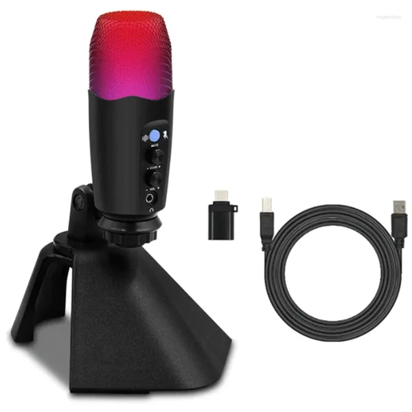 Mikrofonlar USB Tek yönlü kondenser Mikrofon DSP Gürültü Azaltma HiFi düzeyinde ses kalitesi kayıt işlevi