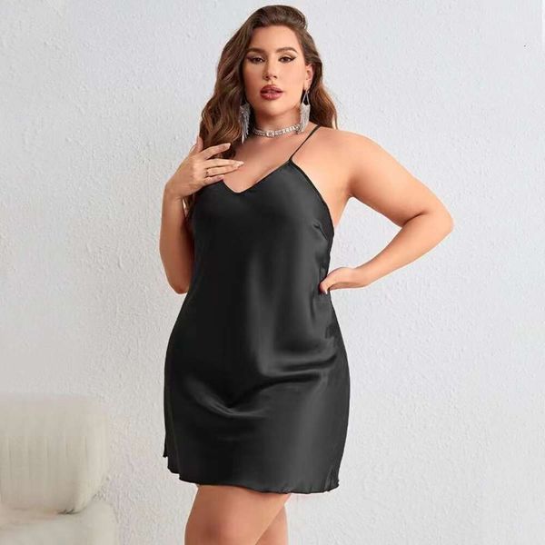 Indumenti da notte da donna Pron Abito sexy Babydoll in raso Pigiama di seta da donna Pron Indumenti da notte Chemise con scollo a V Camicie da notte con volant Lingerie Mini abito da notte Robe Filbert 739