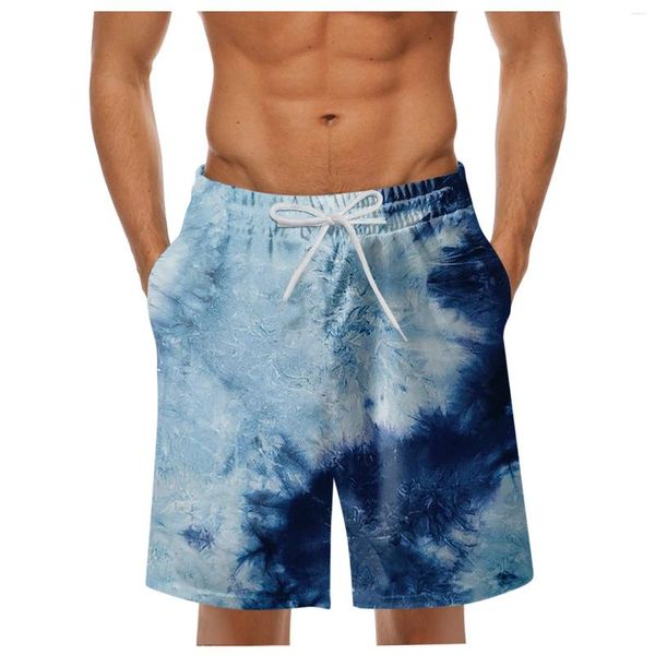 Pantaloncini da uomo Y2k Costume da bagno vintage tie-dye per uomo Hawaiano con coulisse Doppia tasca Bordo Vacanza Vacanza Viaggi Abbigliamento da spiaggia Uomo