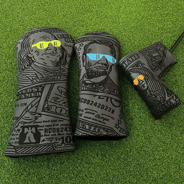 Qresident golf club #1 #3 #5 madeira headcovers motorista fairway madeiras capa de couro do plutônio alta qualidade putter cabeça cobre 240127