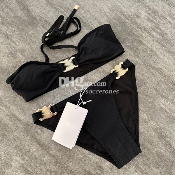 Sexy designer bikini sutiã briefs roupa interior banho de luxo sem costas maiôs franja halte maiô para mulher