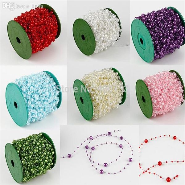 Whole-60M 1 rolo 8mm Pérolas Bead Garland Chain Decorações de casamento Centro Vela Crafting DIY Favor294i