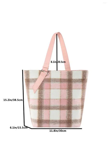 Вечерние сумки, женская большая шерстяная большая сумка, красная клетчатая женская сумка-шоппер, повседневная студенческая сумка для ноутбука, сумка на плечо для девочек, пляжное путешествие, розовая