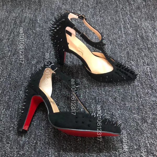 2024 Abito da sposa Scarpe da sposa Tacchi sandali con strass Scarpe da donna in vera pelle con strass Punta chiusa Party Scarpe con fondo rosso lucido Scarpe con tacco alto 35-42