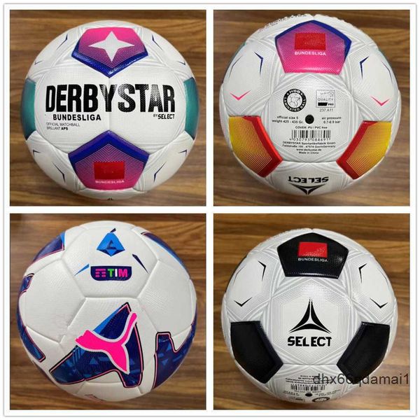 Yeni Serie A 23 24 24 Bundesliga Ligi Maç Futbol Topları 2023 2024 Derbystar Merlin ACC Futbol Parçacık Skid Direnç Oyunu Eğitim Top Boyutu 5 QXDB