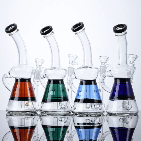 Beaker Bongs Inline Perc Hookahs Klein Reciclar Bong 14mm Feminino Joint Water Pipes Pequeno Oil Dab Rigs Bong com Tigela ZZ