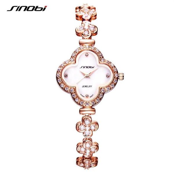 Наручные часы SINOBI, лучшие часы, женские модные часы в форме четырехлистного клевера, браслет, наручные часы, благородные женские ювелирные часы Watch349Y